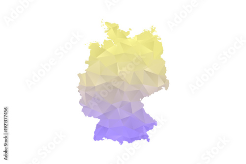 Germany Map - Polygon Style Vector Illustration in Yellow and Lavender Gradient, Low Poly Geometric Design, Isolated on White Background for Infographics and Projects