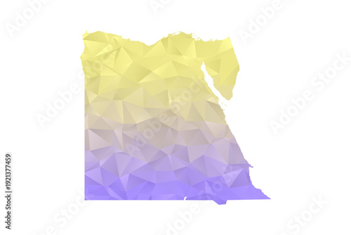 Egypt Map - Polygon Style Vector Illustration in Yellow and Lavender Gradient, Low Poly Geometric Design, Isolated on White Background for Infographics and Projects