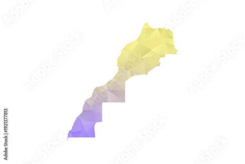 Morocco Map - Polygon Style Vector Illustration in Yellow and Lavender Gradient, Low Poly Geometric Design, Isolated on White Background for Infographics and Projects