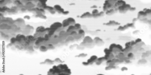 Black seamless hexagon texture. Repeated honeycomb pattern background. Geometric hexagonal halftone tech overlay backdrop. Abstract repeating hex halftone. Vector retro technology dot texure wallpaper