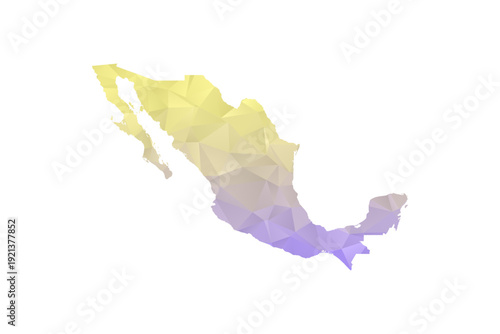 Mexico Map - Polygon Style Vector Illustration in Yellow and Lavender Gradient, Low Poly Geometric Design, Isolated on White Background for Infographics and Projects