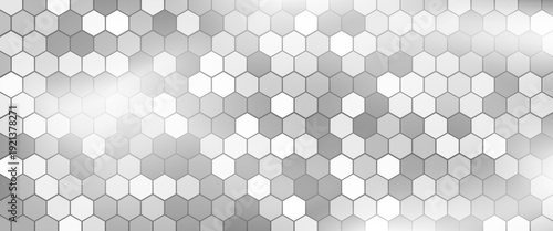 Abstract white hexagon geometric pattern background. Futuristic digital high-technology banner