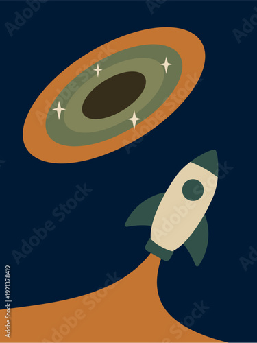 A rocket travels towards a space anomaly