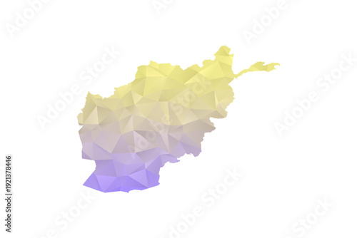 Afghanistan Map - Polygon Style Vector Illustration in Yellow and Lavender Gradient, Low Poly Geometric Design, Isolated on White Background for Infographics and Projects