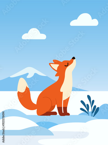 A fox enjoys a winter day