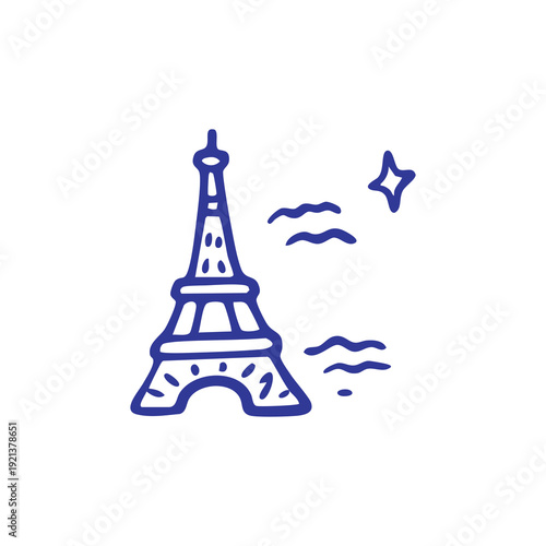 Simple Eiffel Tower Line Art Icon