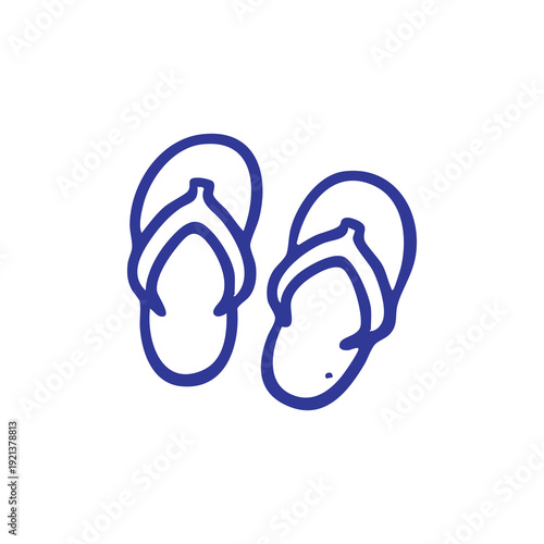 Illustration of blue flip flops on white background