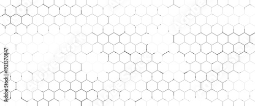 Abstract white hexagon geometric pattern background. Futuristic digital high-technology banner