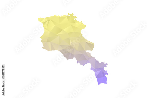 Armenia Map - Polygon Style Vector Illustration in Yellow and Lavender Gradient, Low Poly Geometric Design, Isolated on White Background for Infographics and Projects