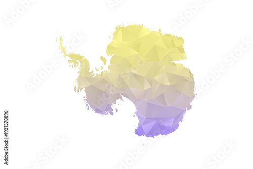 Antarctica Map - Polygon Style Vector Illustration in Yellow and Lavender Gradient, Low Poly Geometric Design, Isolated on White Background for Infographics and Projects