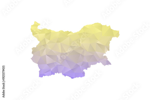 Bulgaria Map - Polygon Style Vector Illustration in Yellow and Lavender Gradient, Low Poly Geometric Design, Isolated on White Background for Infographics and Projects