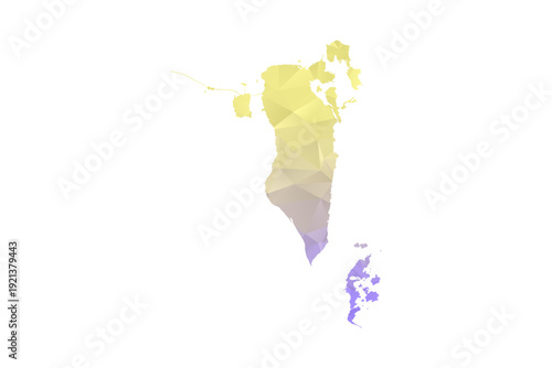Bahrain Map - Polygon Style Vector Illustration in Yellow and Lavender Gradient, Low Poly Geometric Design, Isolated on White Background for Infographics and Projects