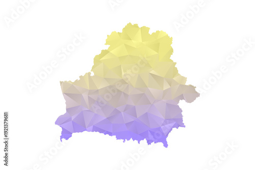 Belarus Map - Polygon Style Vector Illustration in Yellow and Lavender Gradient, Low Poly Geometric Design, Isolated on White Background for Infographics and Projects