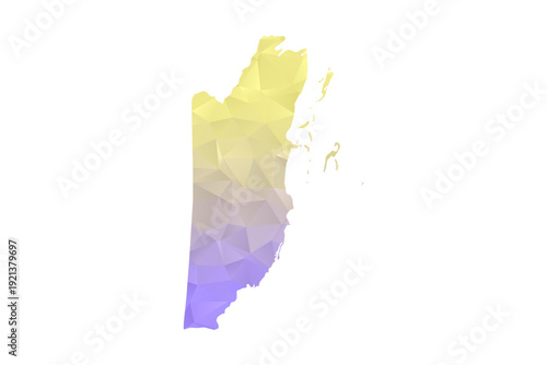 Belize Map - Polygon Style Vector Illustration in Yellow and Lavender Gradient, Low Poly Geometric Design, Isolated on White Background for Infographics and Projects