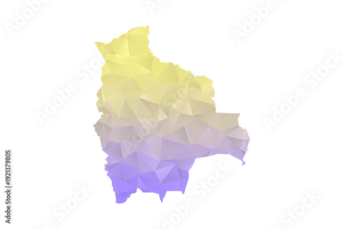 Bolivia Map - Polygon Style Vector Illustration in Yellow and Lavender Gradient, Low Poly Geometric Design, Isolated on White Background for Infographics and Projects