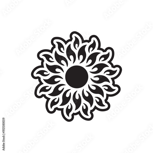 Tribal Flame Sun Mandala Silhouette Vector Design