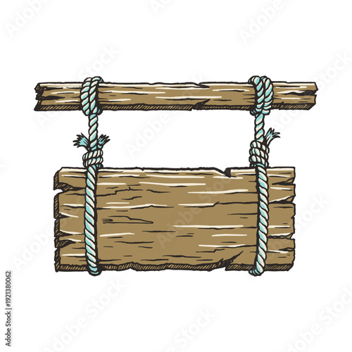Rope bound wooden sign rustic vintage western board