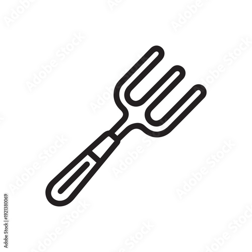 Minimalist Garden Hand Fork Vector Icon for Soil Cultivation and Planting Maintenance