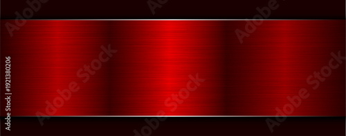 Red brushed metal texture banner, dark metal background.