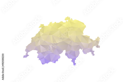 Switzerland Map - Polygon Style Vector Illustration in Yellow and Lavender Gradient, Low Poly Geometric Design, Isolated on White Background for Infographics and Projects