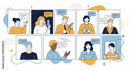 Diverse People Communicating Virtually in a Modern Video Conference Setting