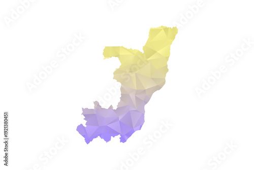 Congo Map - Polygon Style Vector Illustration in Yellow and Lavender Gradient, Low Poly Geometric Design, Isolated on White Background for Infographics and Projects