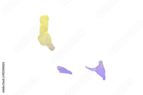 Comoros Map - Polygon Style Vector Illustration in Yellow and Lavender Gradient, Low Poly Geometric Design, Isolated on White Background for Infographics and Projects