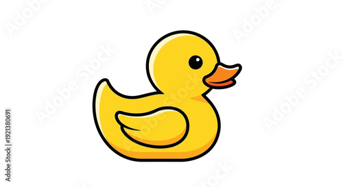 Cute Yellow Rubber Duck Toy Illustration - Simple Vector Art for Children's Bath Time Fun