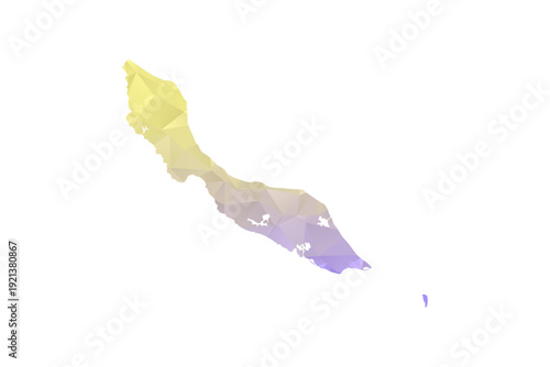 curacao Map - Polygon Style Vector Illustration in Yellow and Lavender Gradient, Low Poly Geometric Design, Isolated on White Background for Infographics and Projects
