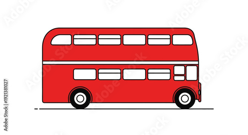 Classic Red Double Decker Bus Vector Icon Isolated on White Background, Simple Illustration