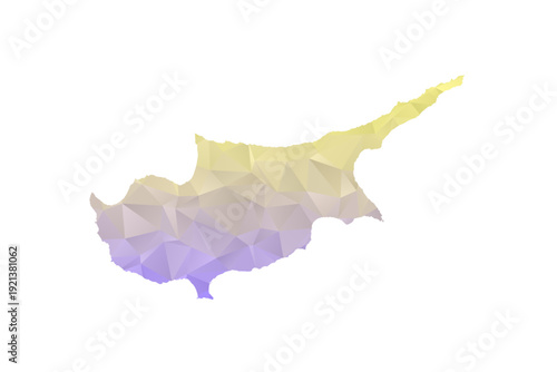 Cyprus Map - Polygon Style Vector Illustration in Yellow and Lavender Gradient, Low Poly Geometric Design, Isolated on White Background for Infographics and Projects