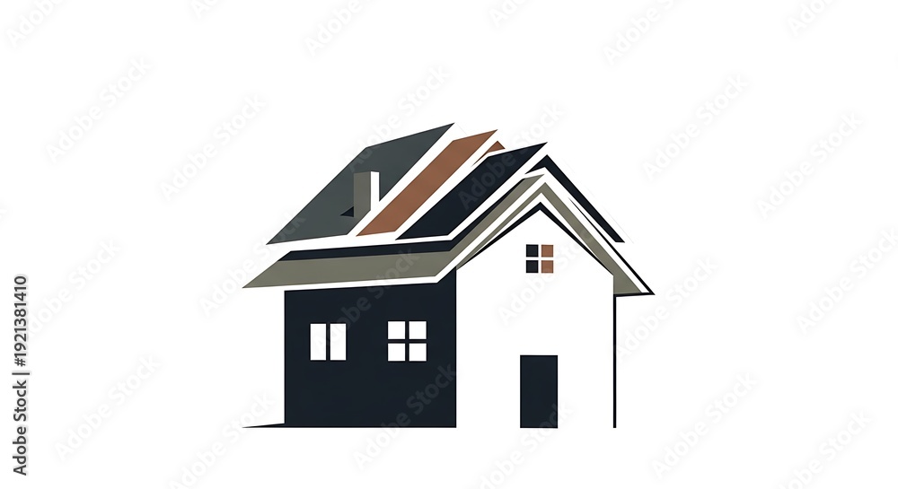 Fototapeta premium Simple modern house with solar panels.