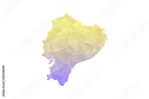 Ecuador Map - Polygon Style Vector Illustration in Yellow and Lavender Gradient, Low Poly Geometric Design, Isolated on White Background for Infographics and Projects