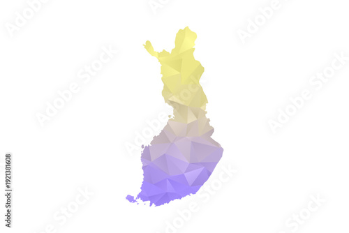 Finland Map - Polygon Style Vector Illustration in Yellow and Lavender Gradient, Low Poly Geometric Design, Isolated on White Background for Infographics and Projects