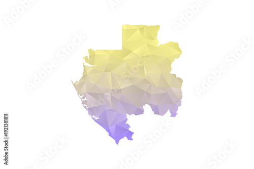 Gabon Map - Polygon Style Vector Illustration in Yellow and Lavender Gradient, Low Poly Geometric Design, Isolated on White Background for Infographics and Projects