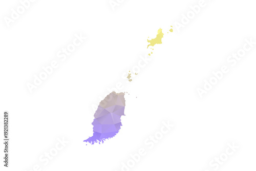 Grenada Map - Polygon Style Vector Illustration in Yellow and Lavender Gradient, Low Poly Geometric Design, Isolated on White Background for Infographics and Projects