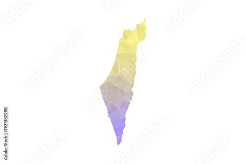 Palestine Map - Polygon Style Vector Illustration in Yellow and Lavender Gradient, Low Poly Geometric Design, Isolated on White Background for Infographics and Projects