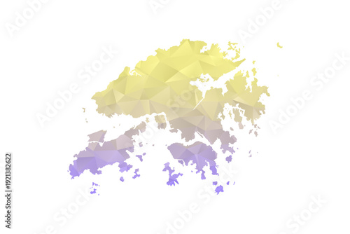 Hong Kong Map - Polygon Style Vector Illustration in Yellow and Lavender Gradient, Low Poly Geometric Design, Isolated on White Background for Infographics and Projects