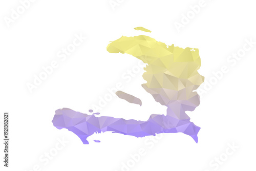 Haiti Map - Polygon Style Vector Illustration in Yellow and Lavender Gradient, Low Poly Geometric Design, Isolated on White Background for Infographics and Projects