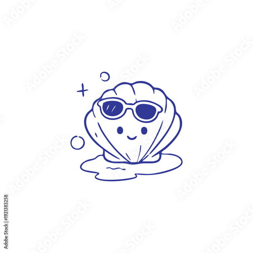 Cool Cartoon Clam Character with Sunglasses