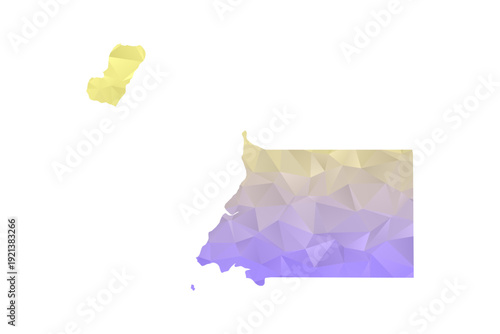 Equatorial Guinea Map - Polygon Style Vector Illustration in Yellow and Lavender Gradient, Low Poly Geometric Design, Isolated on White Background for Infographics and Projects