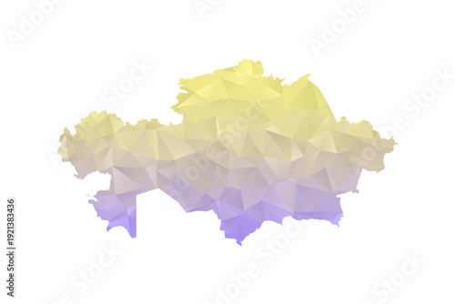 Kazakhstan Map - Polygon Style Vector Illustration in Yellow and Lavender Gradient, Low Poly Geometric Design, Isolated on White Background for Infographics and Projects