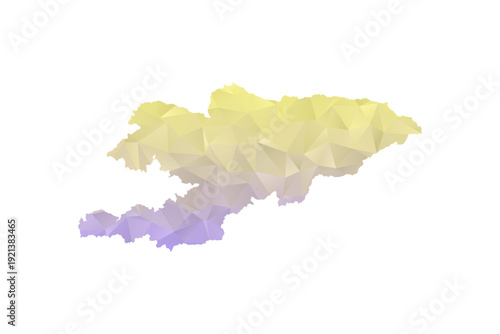 Kyrgyzstan Map - Polygon Style Vector Illustration in Yellow and Lavender Gradient, Low Poly Geometric Design, Isolated on White Background for Infographics and Projects