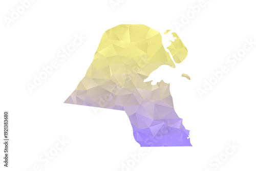 Kuwait Map - Polygon Style Vector Illustration in Yellow and Lavender Gradient, Low Poly Geometric Design, Isolated on White Background for Infographics and Projects