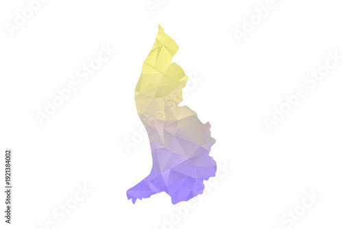 Liechtenstein Map - Polygon Style Vector Illustration in Yellow and Lavender Gradient, Low Poly Geometric Design, Isolated on White Background for Infographics and Projects