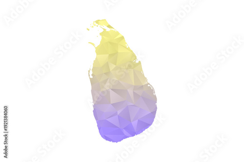 Sri Lanka Map - Polygon Style Vector Illustration in Yellow and Lavender Gradient, Low Poly Geometric Design, Isolated on White Background for Infographics and Projects