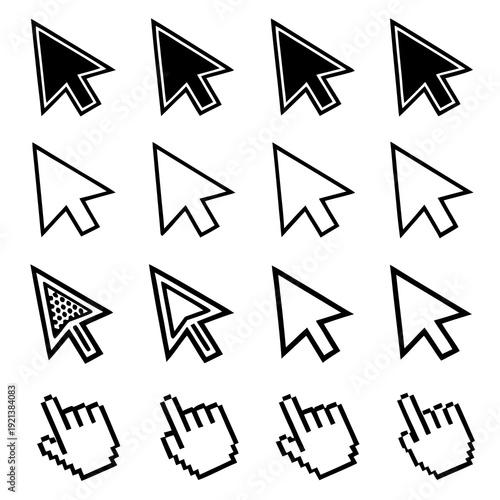 A collection of computer mouse cursors and hand pointers Vector