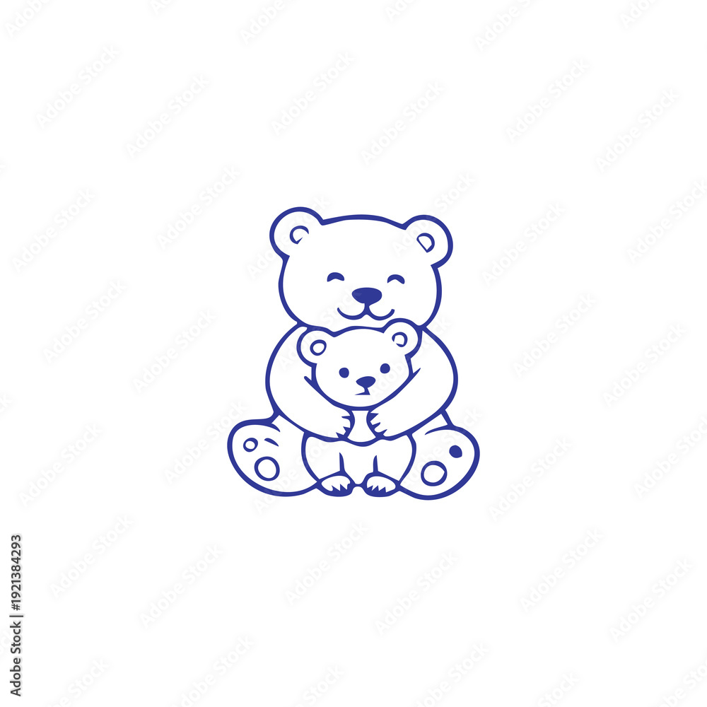 Obraz premium Simple illustration of a bear hugging a smaller bear