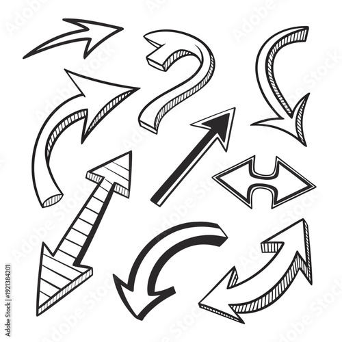 A collection of various arrows pointing in different directions Vector