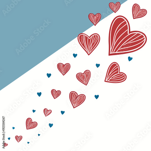 A heartwarming illustration of red hearts floating in the air Vector